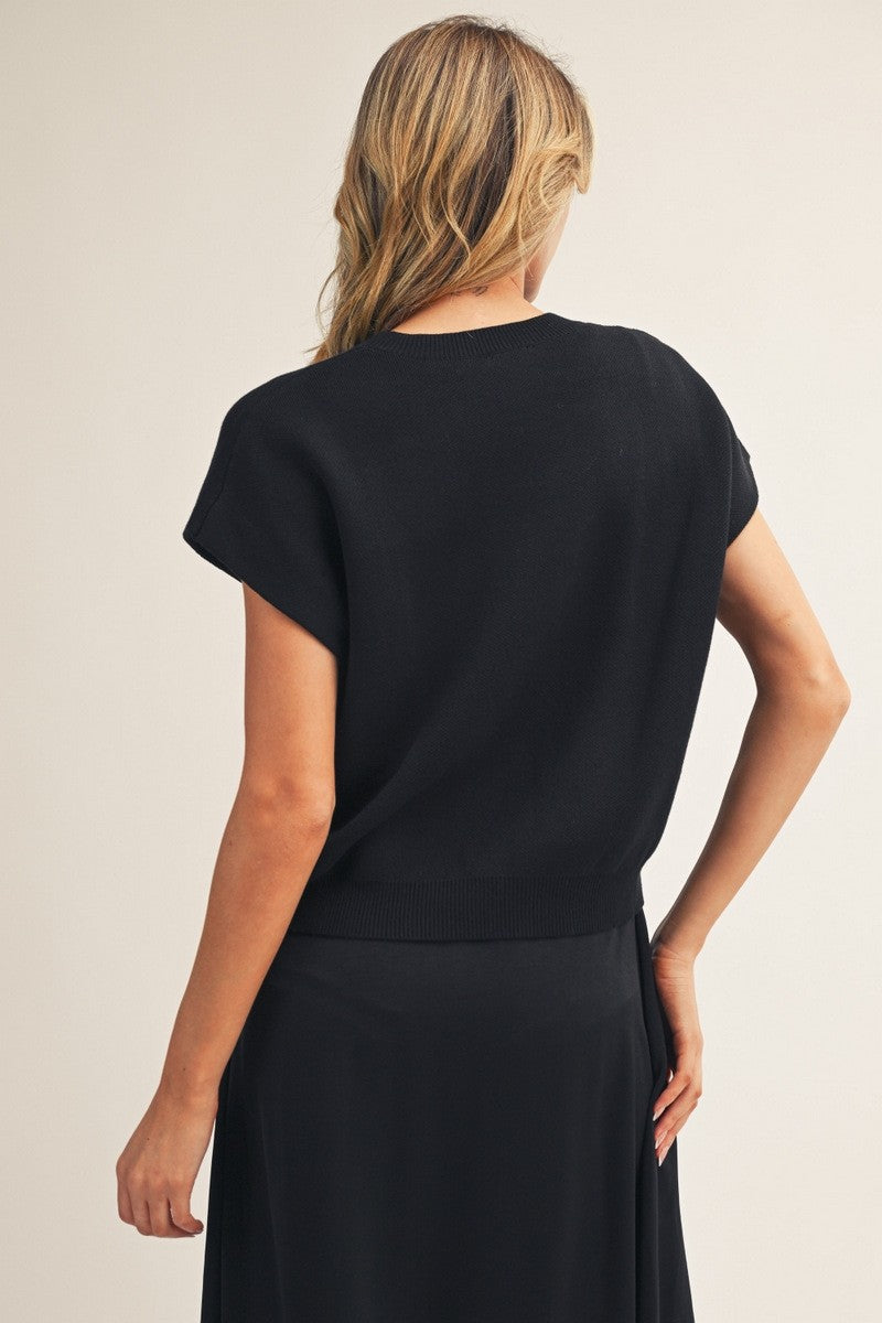 Front Knot Accent Short Sleeve Sweater