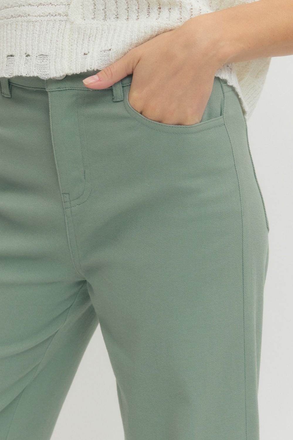 Sage Wide Leg Cuffed Pants