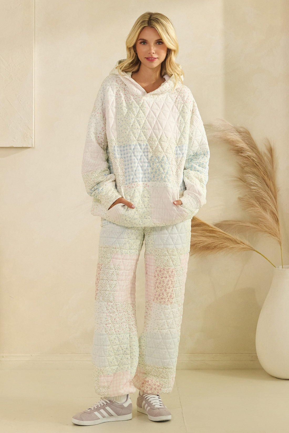 Pastel Quilted Floral Pants