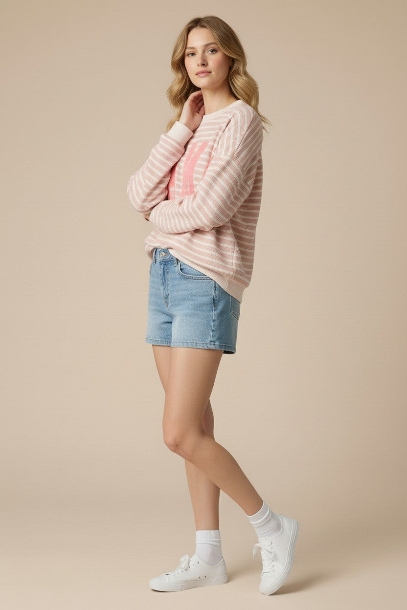 MAMA Soft Knit Stripe Long Sleeve Top