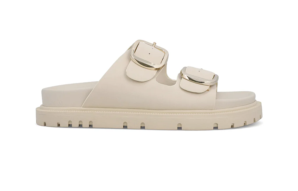 Rosa's Dual Strap Gold Buckle Sandals