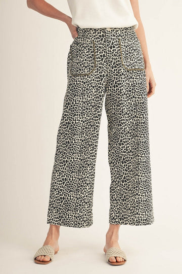 Leopard High Waist Wide Leg Pant