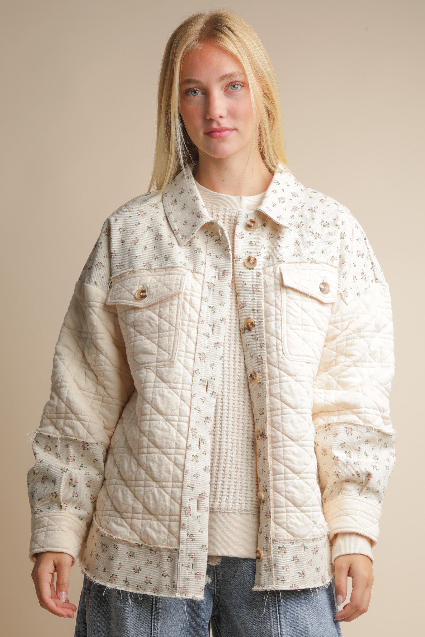 Quilted Floral Button Down Shacket