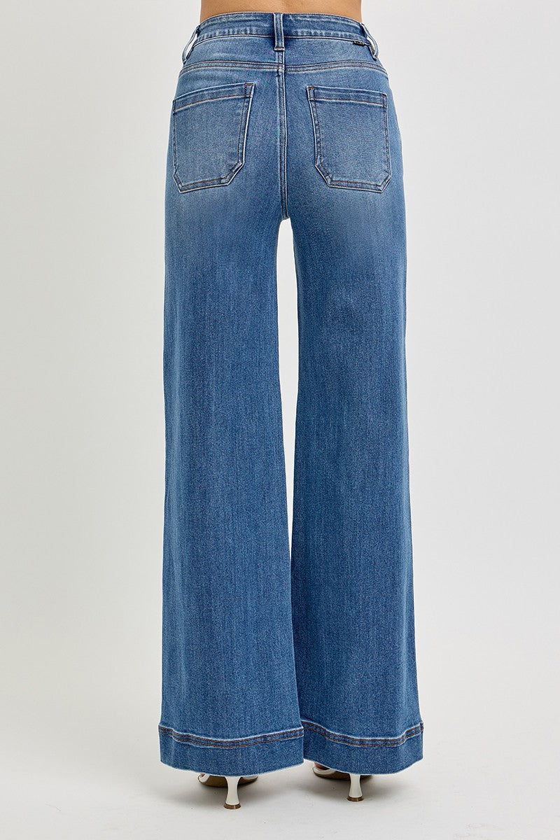 Ollie's High Rise Wide front Pintuck Jeans