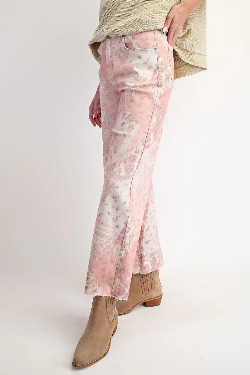 Patchwork Printed Stretch Pants