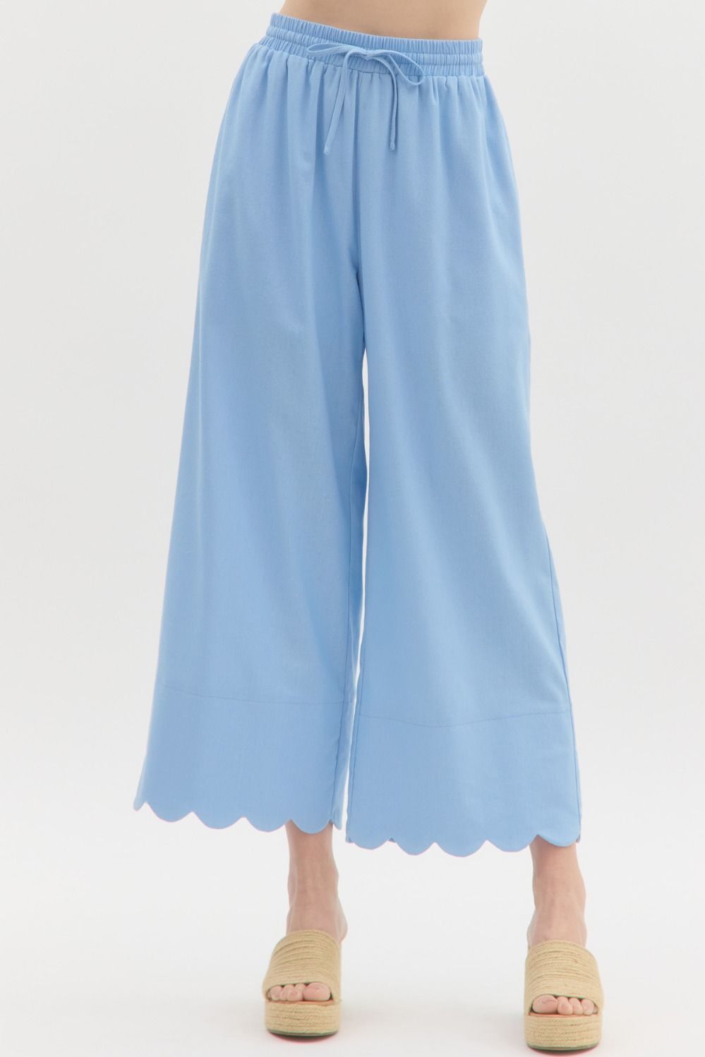 Light Blue Pants W/ Scallop Detail