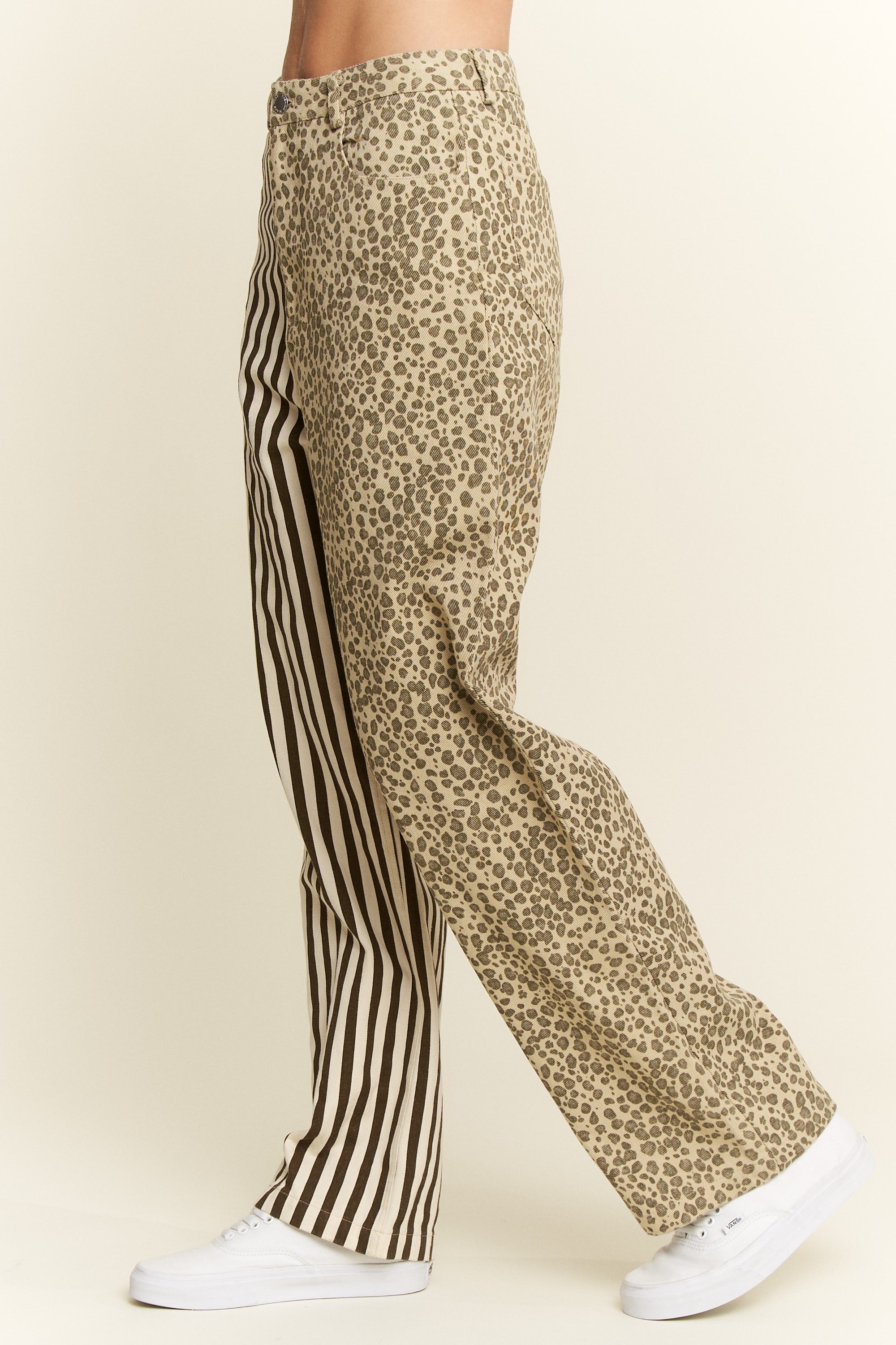 Mix Leopard and Stripe Pants