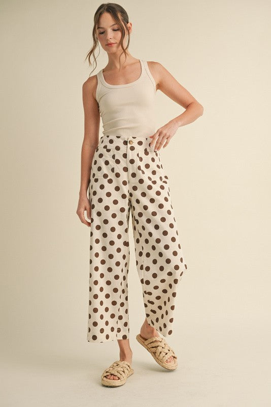 Brown Polka Dot Wide Leg Pants
