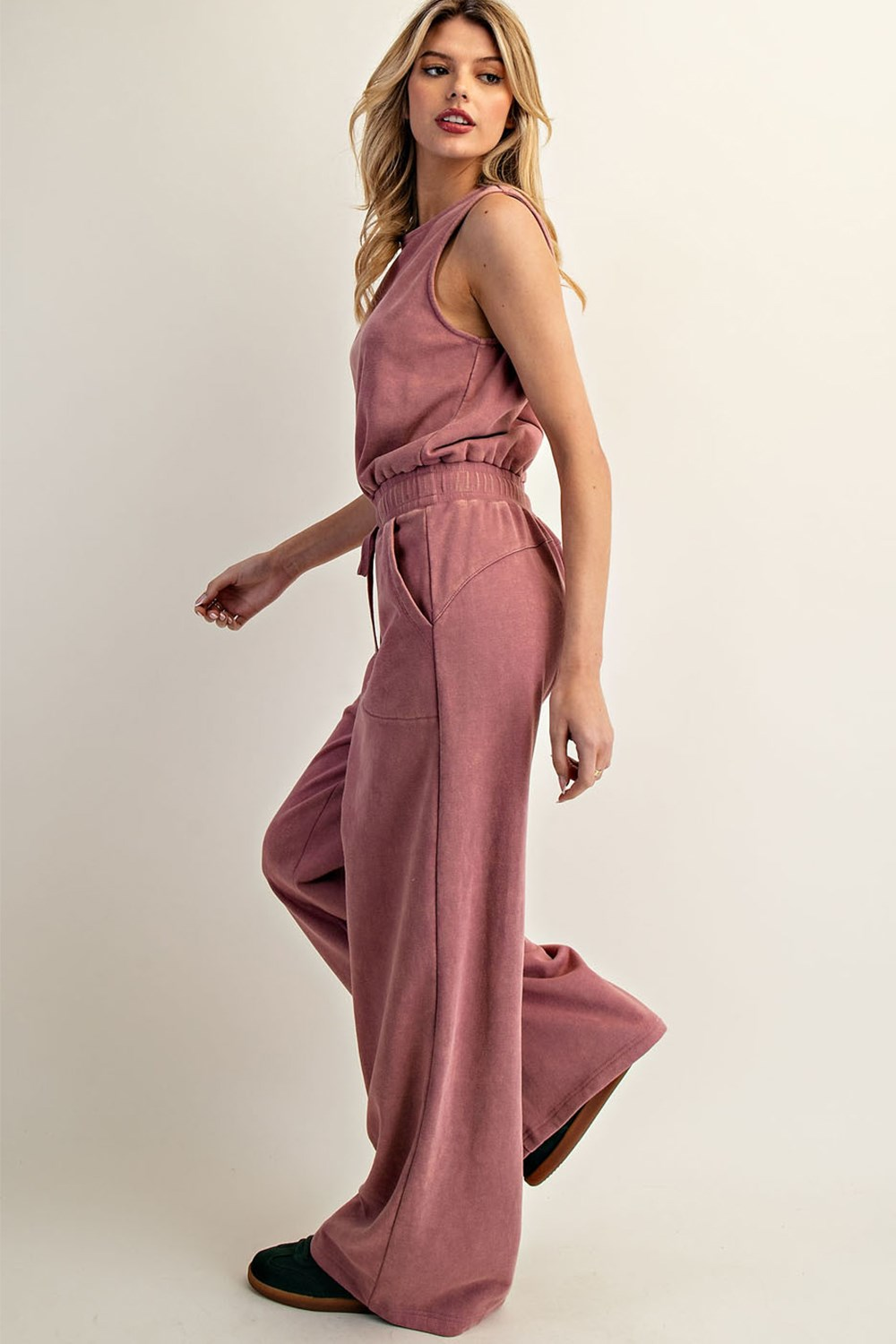 Raspberry Mineral Washed Sleeveless Jumper