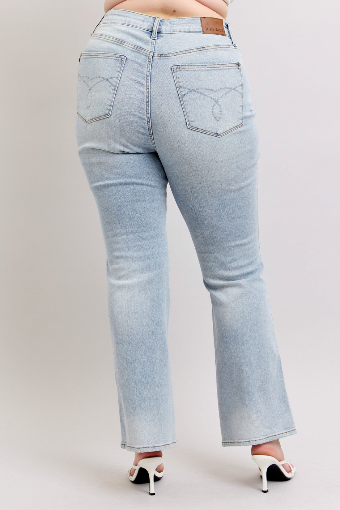 Curvy Polly's High Waisted Light Wash Bootcut Jeans