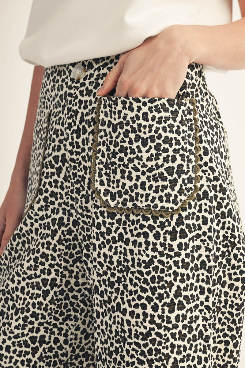 Leopard High Waist Wide Leg Pant