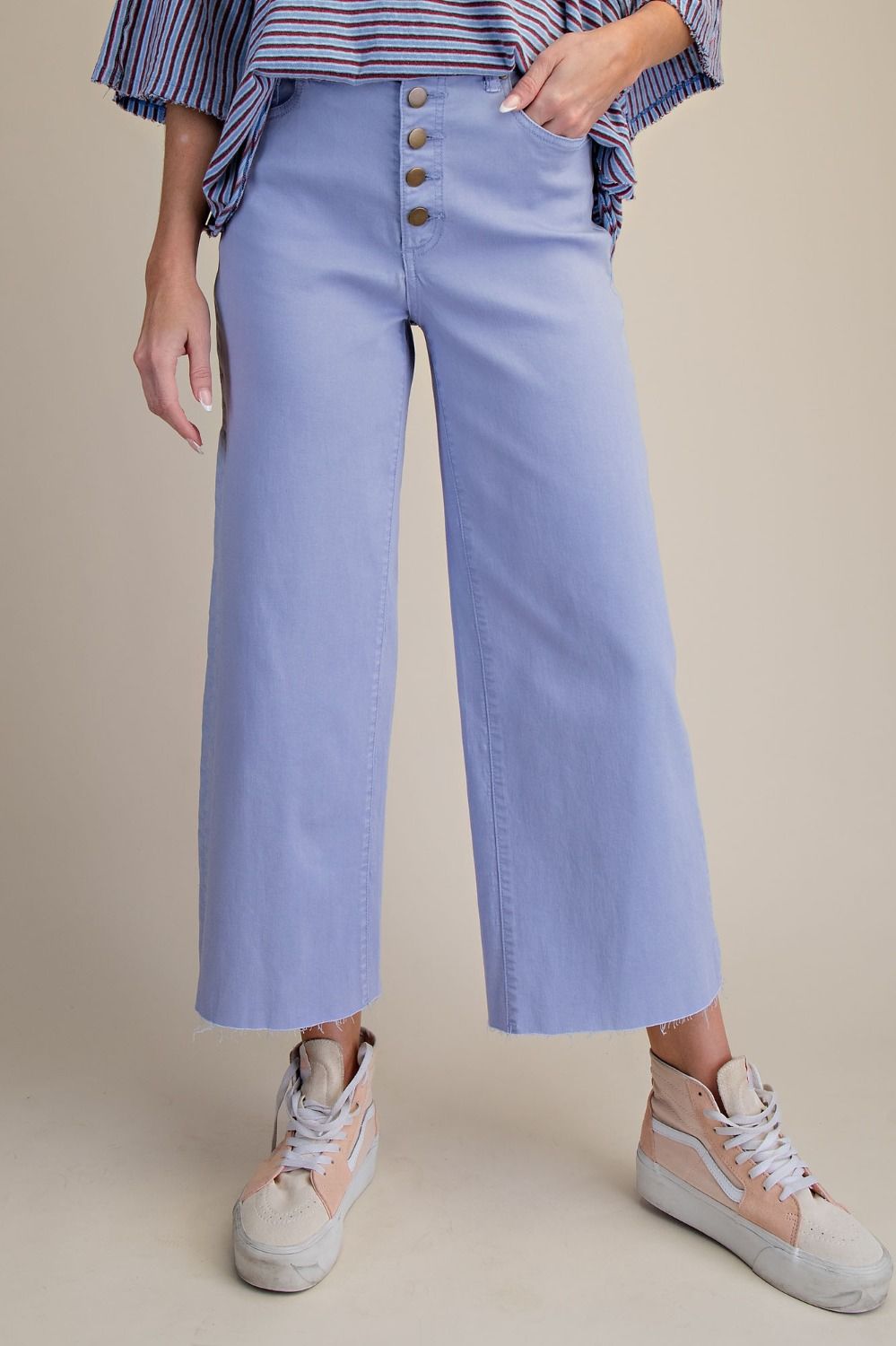 Blue Button Front Pants