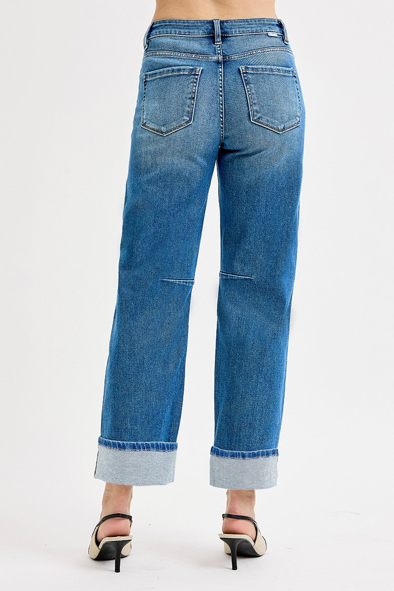 Chyler's Crop Barrel Cuffed Jeans