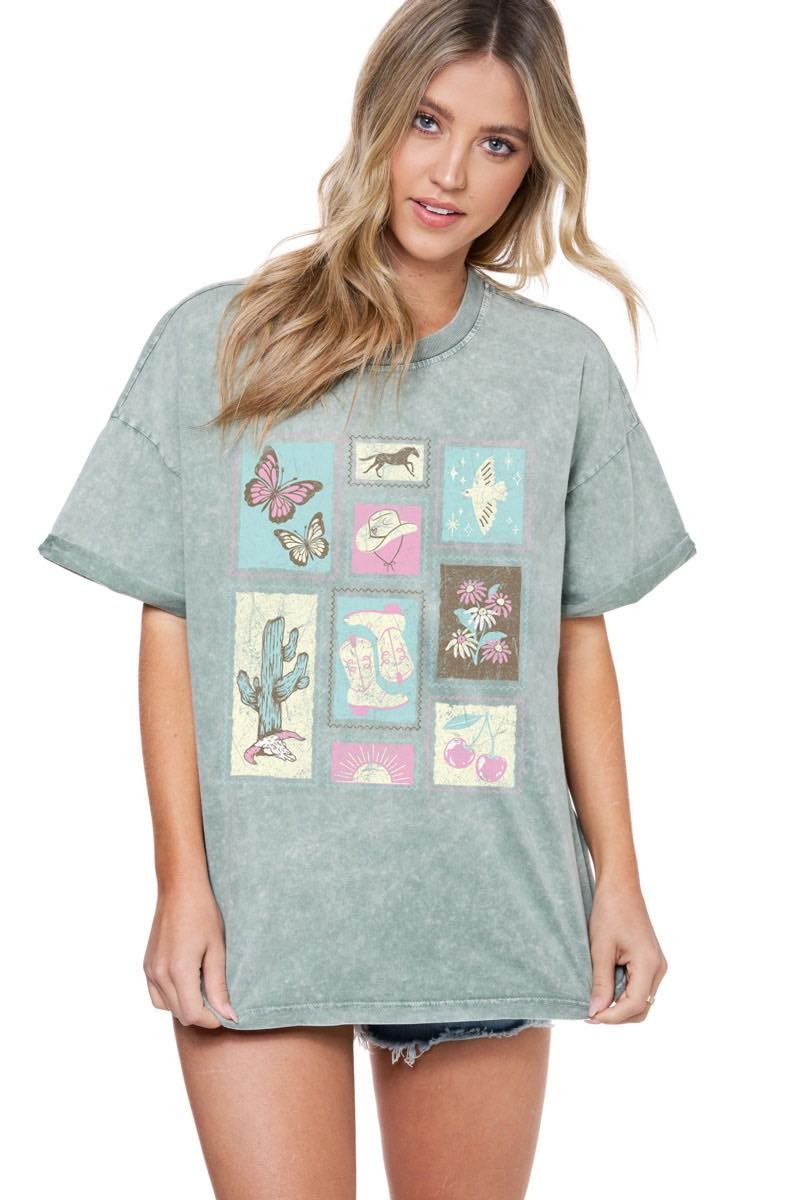 Green Western Stamps Vintage Tee