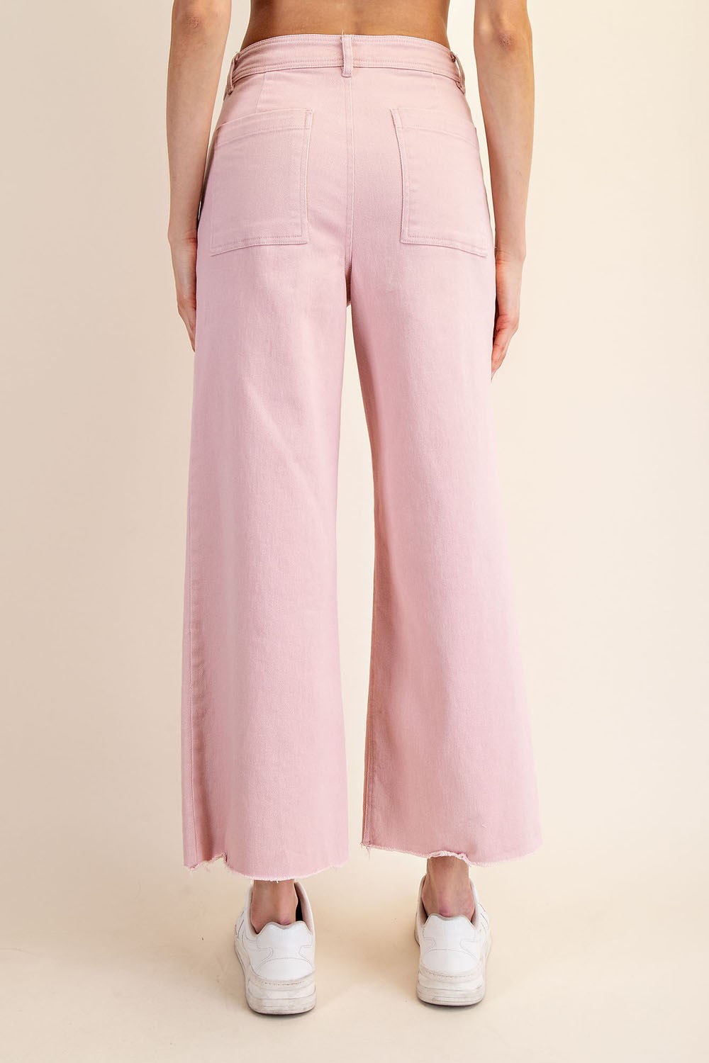 Curvy Dusty Pink Wide Leg Twill Pant