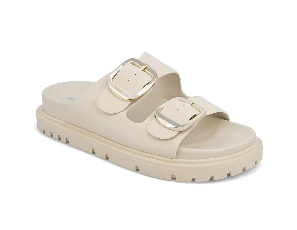 Rosa's Dual Strap Gold Buckle Sandals