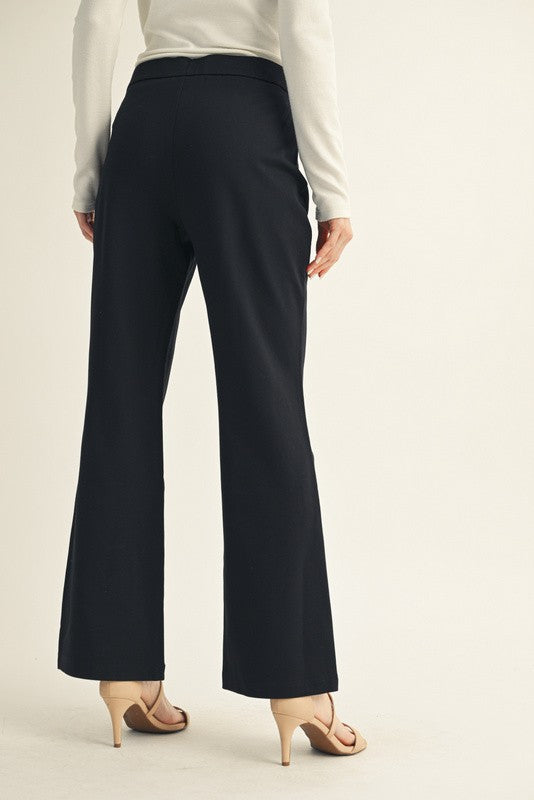 Black Solid Bootcut Pants