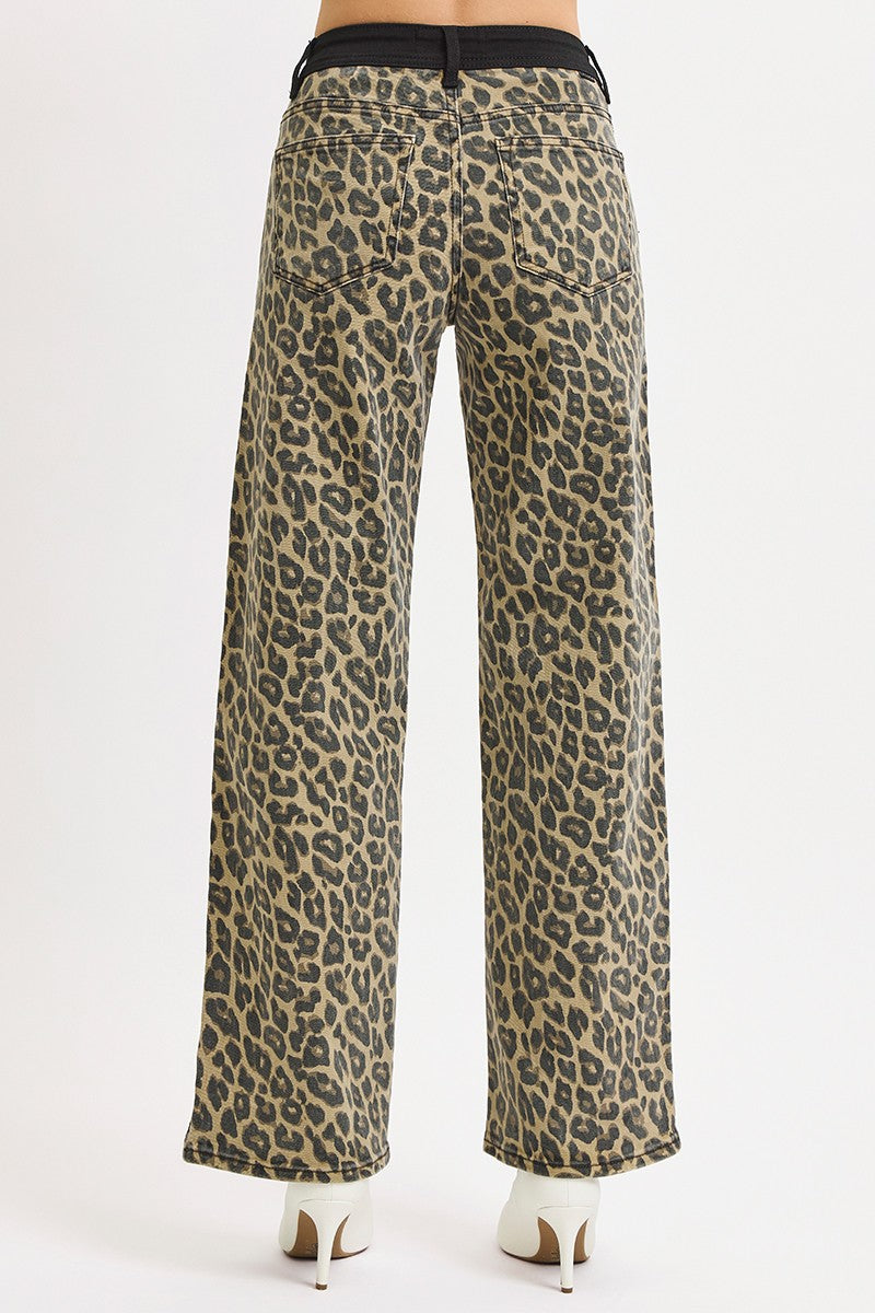 Tanner's High Rise Leopard Wide Leg Jeans