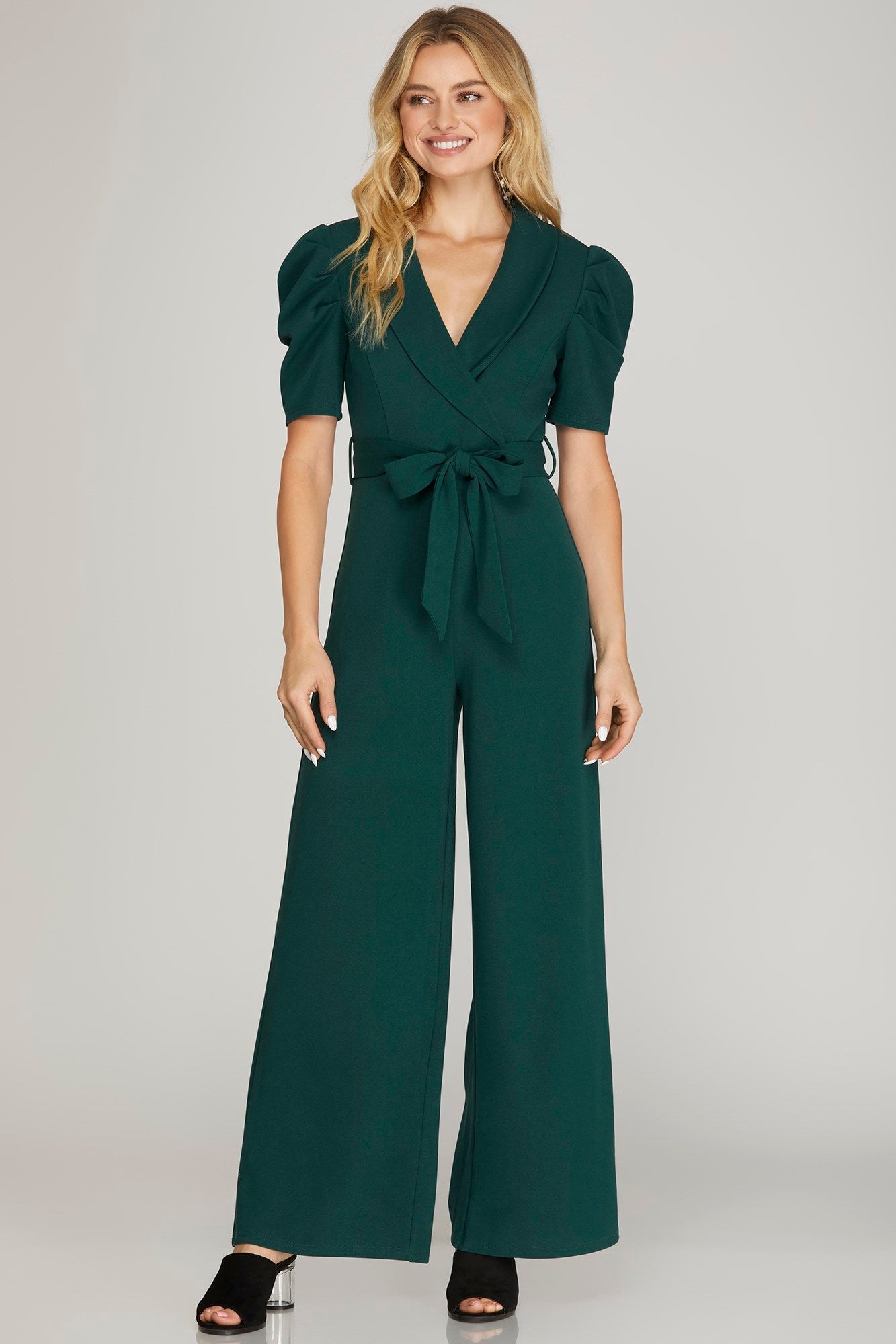V Neck Tie Front Jumpsuit