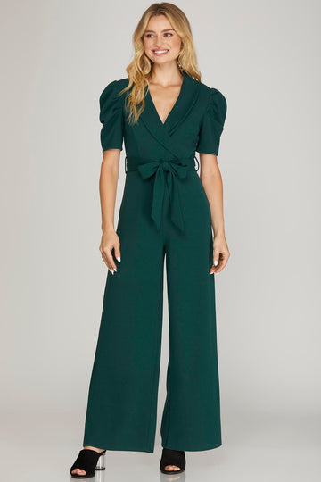 V Neck Tie Front Jumpsuit