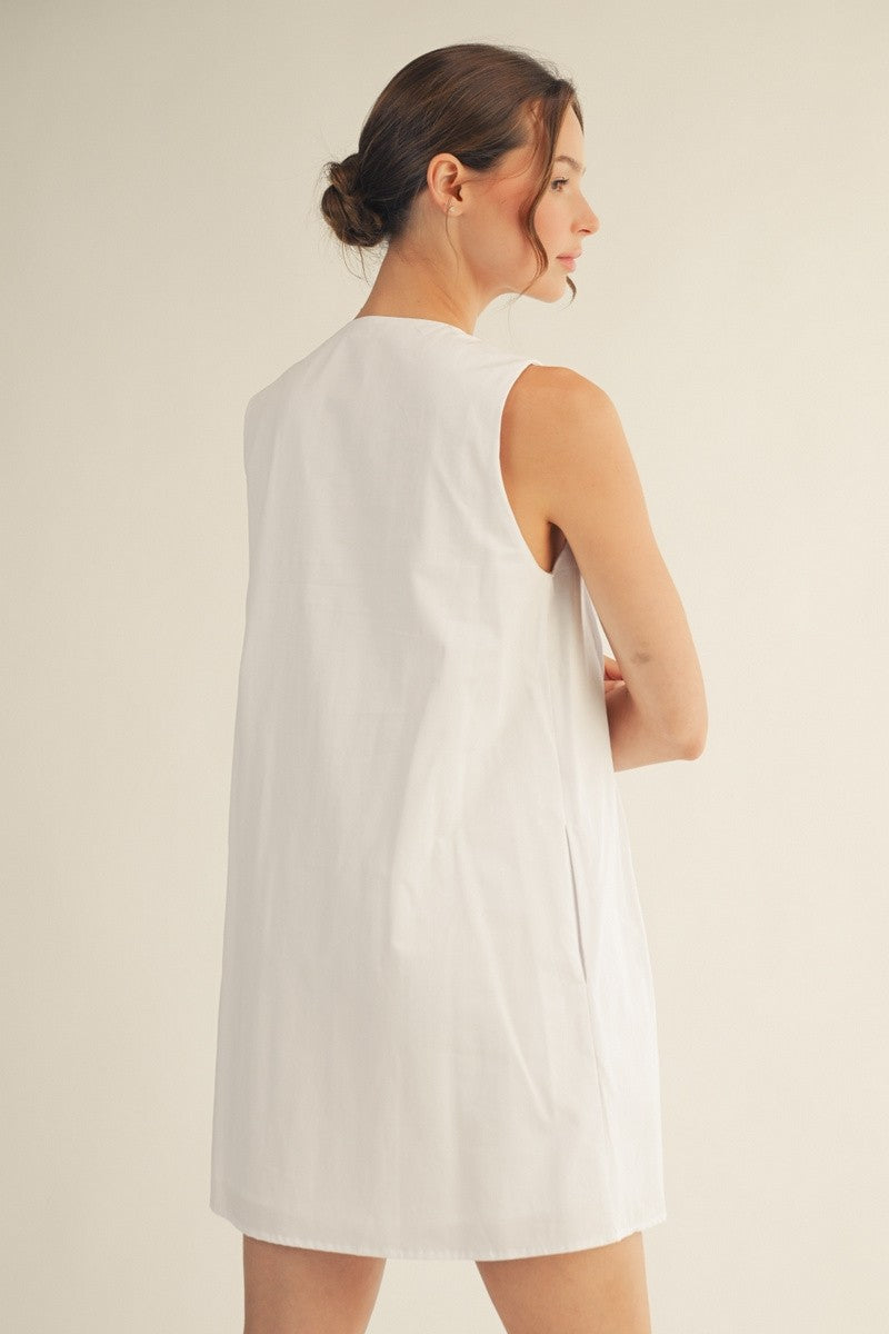 Front Tie Pleated Dress