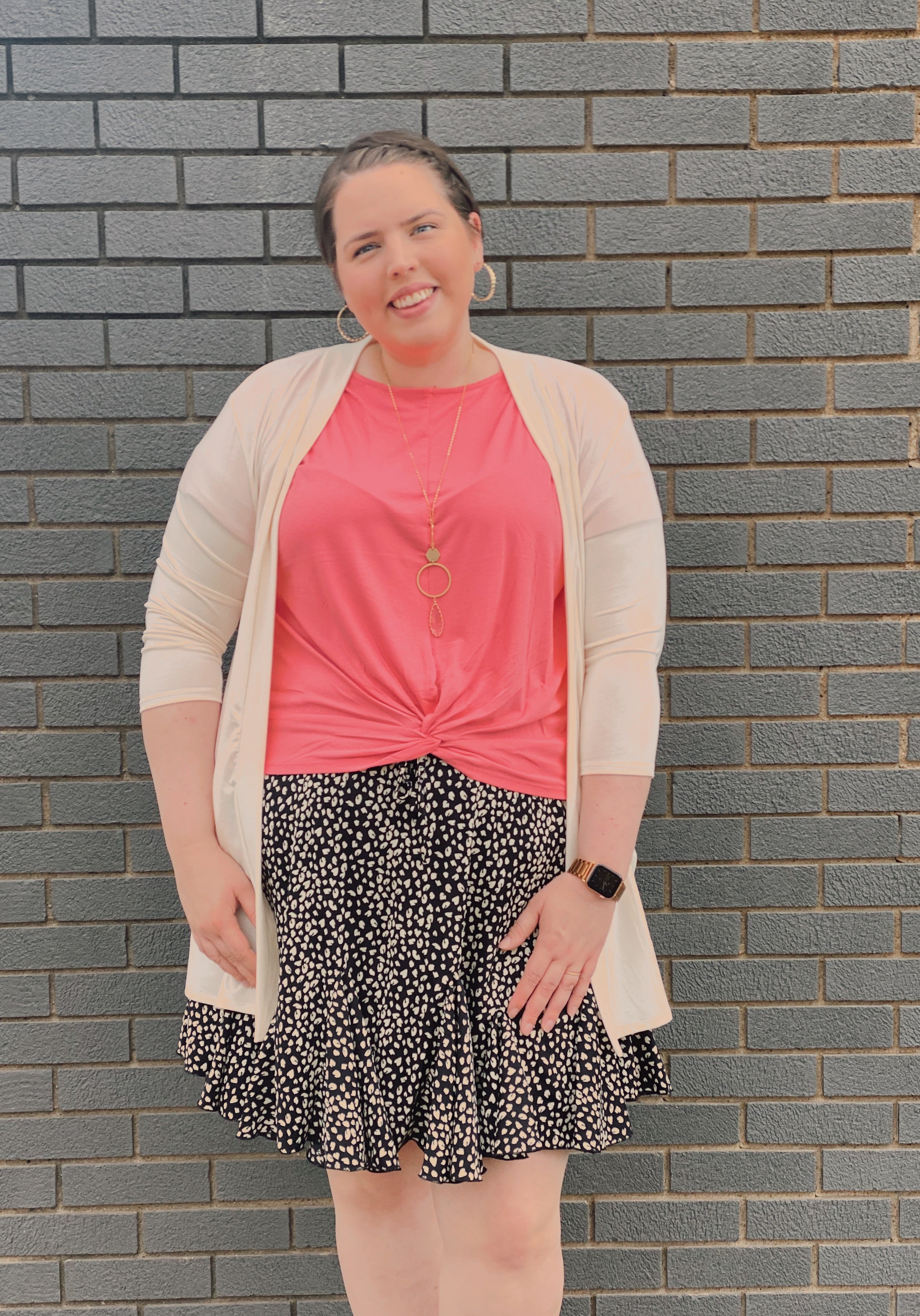 Three quarter sleeve slouchy cardigan