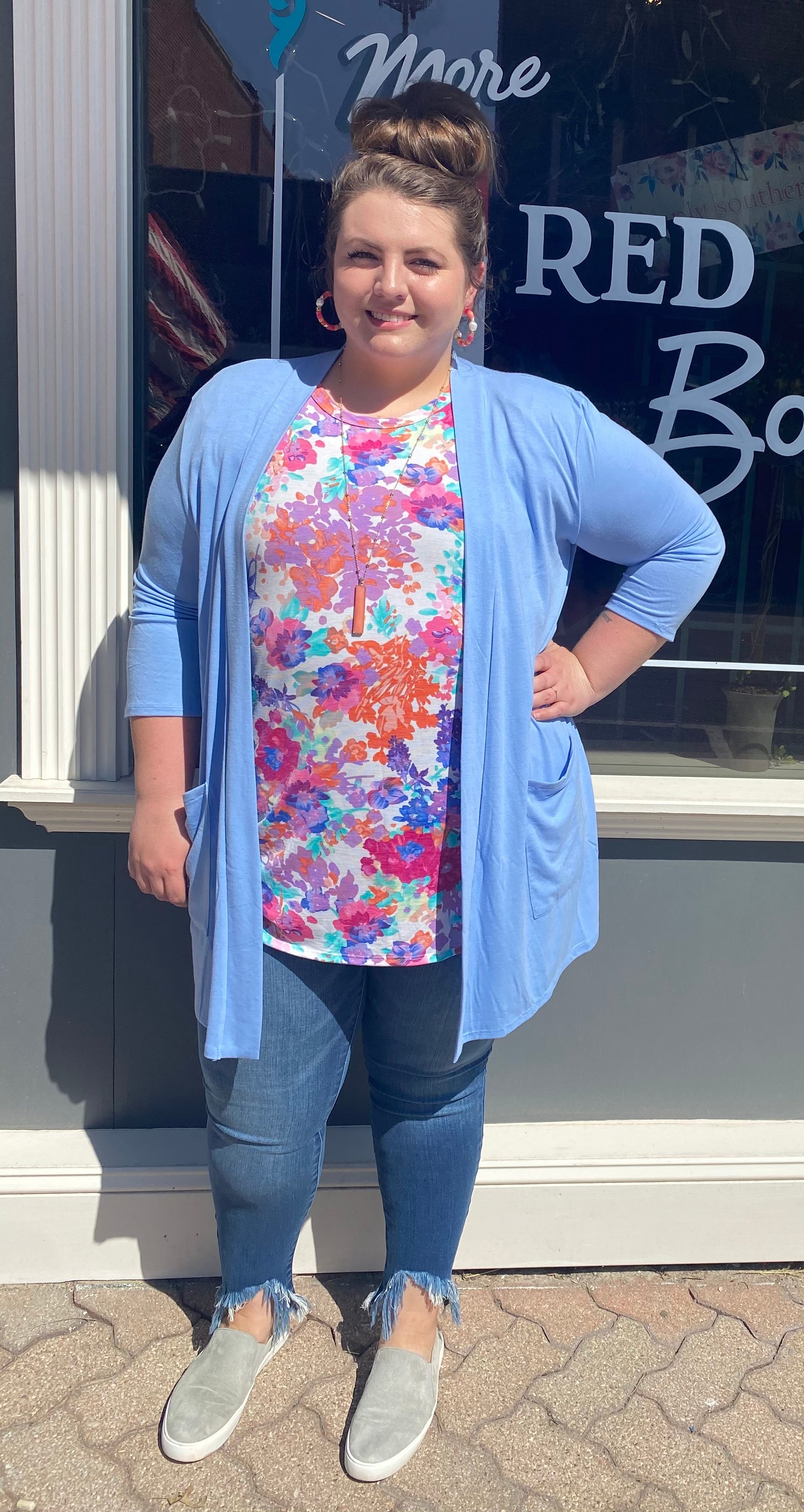 Three quarter sleeve slouchy cardigan