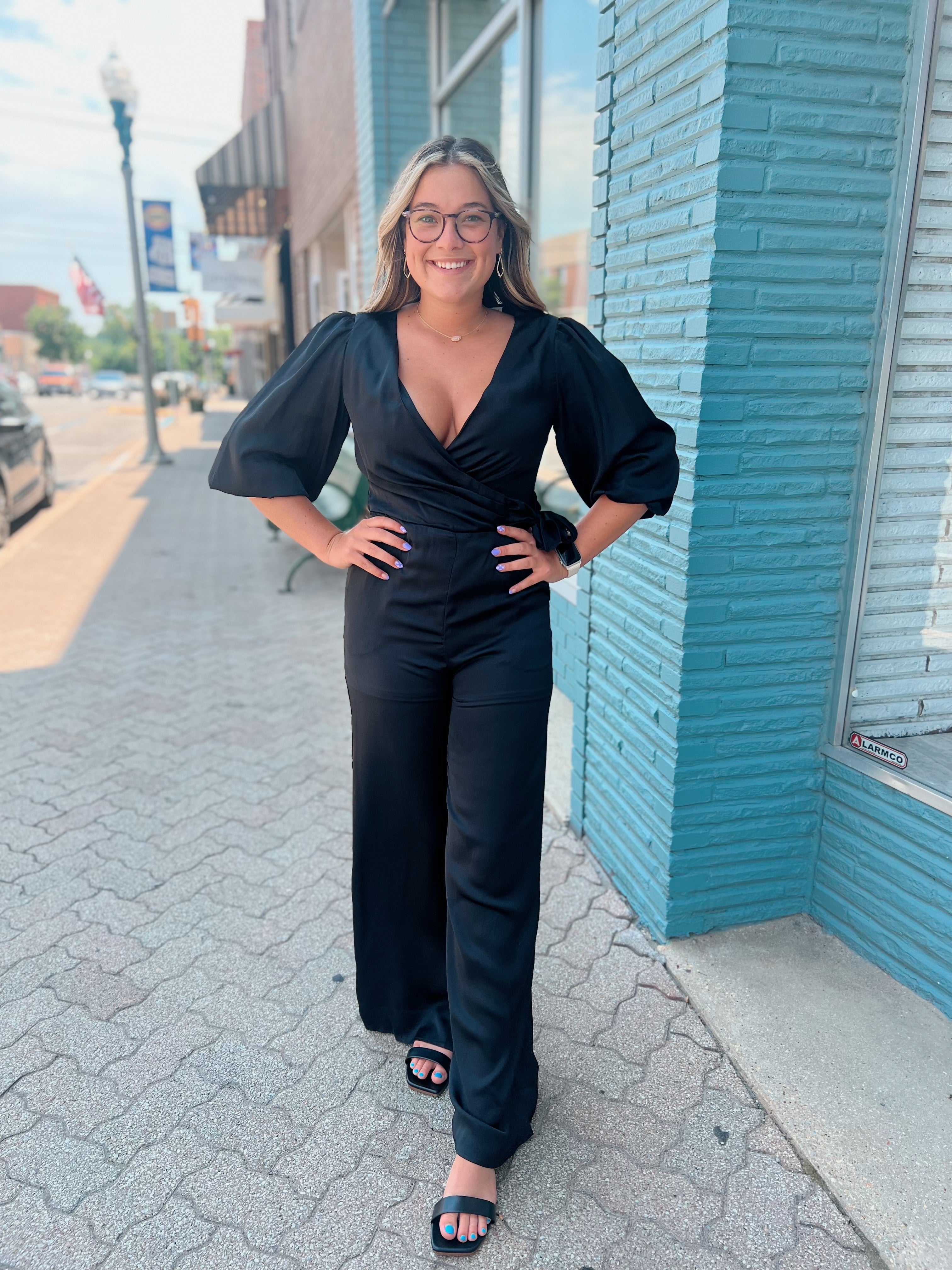 Black Half Sleeve Jumpsuit