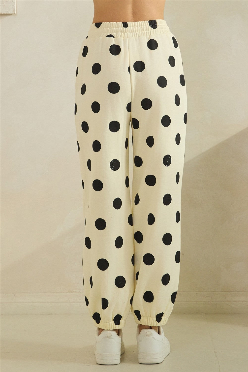 Black and Cream Polka Dot Sweatpants