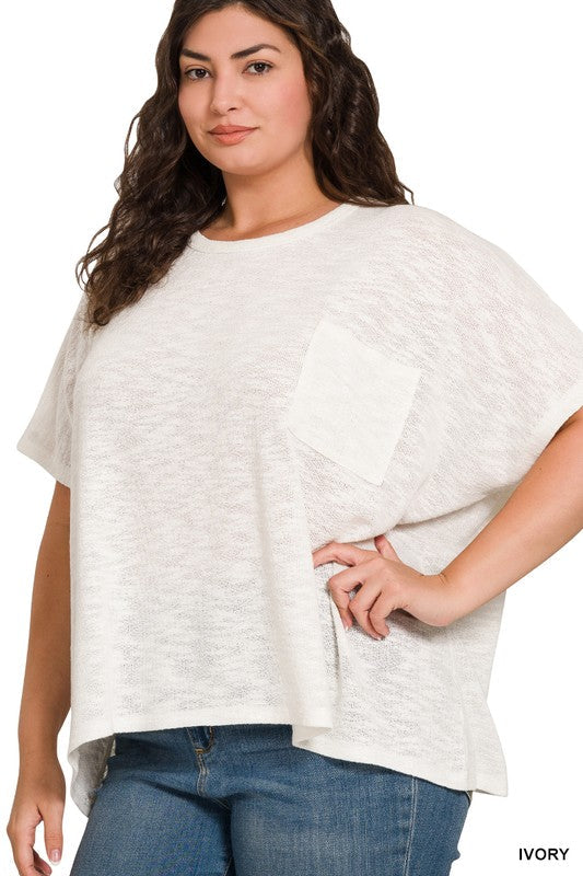 Curvy Dolman Sleeve Lightweight Sweater Top