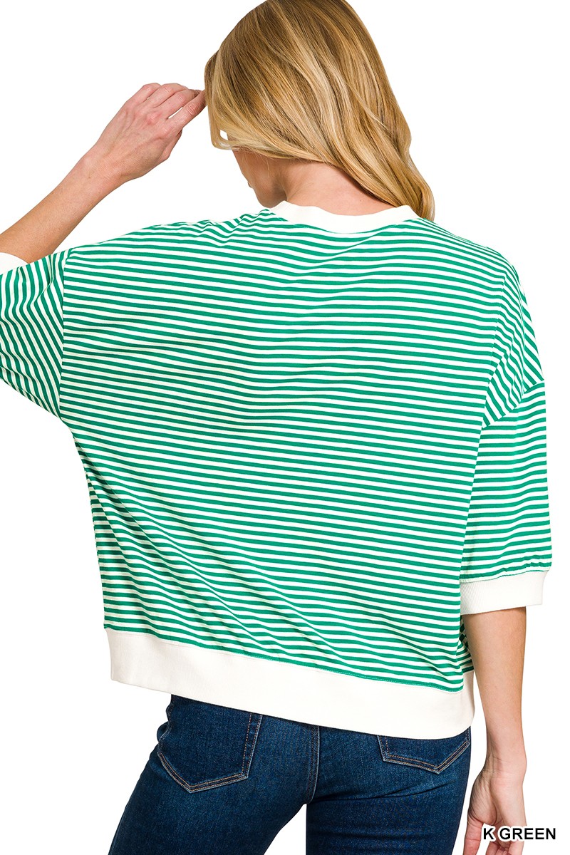 Striped Banded Trim Top