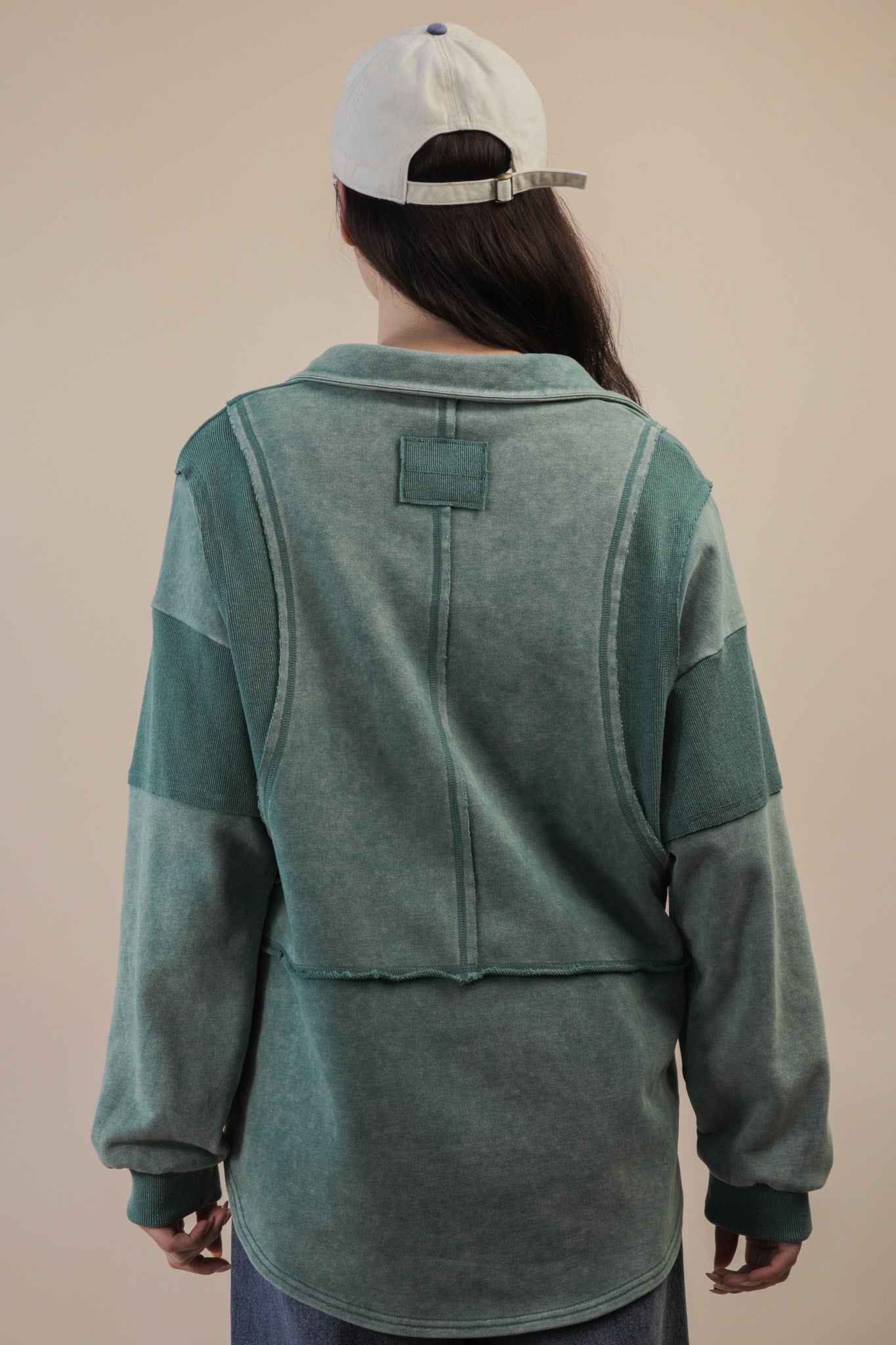 Curvy Exposed Seam Mineral Wash Sweatshirt