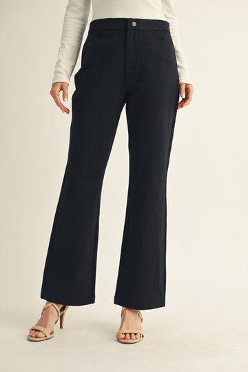 Black Solid Bootcut Pants
