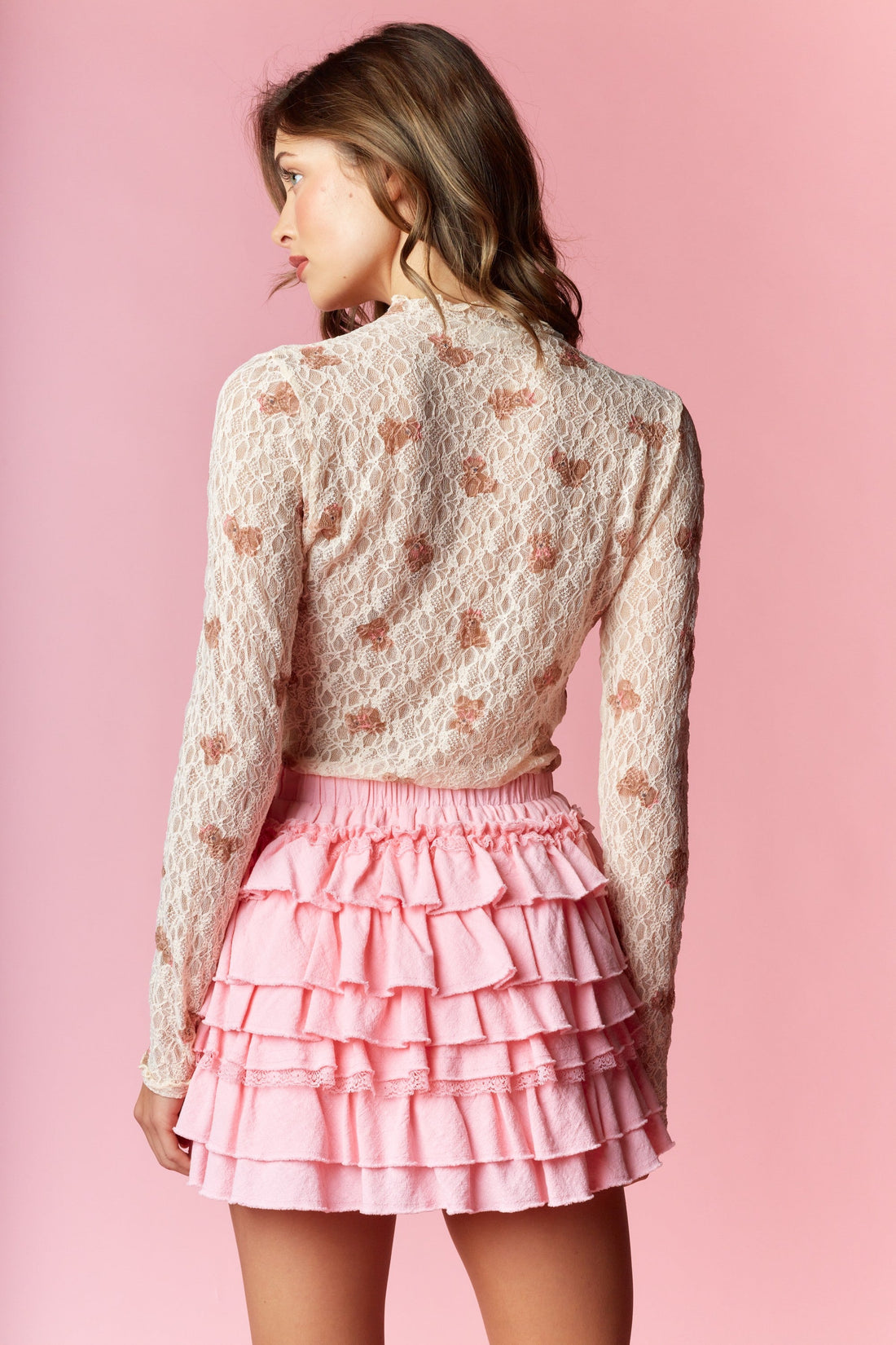 Teddy Bear Lace Sheer Top