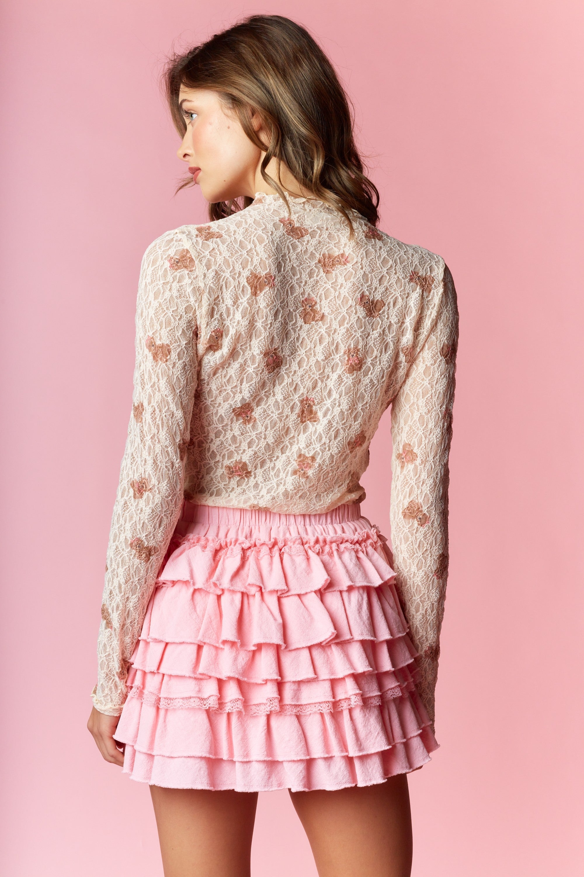 Teddy Bear Lace Sheer Top