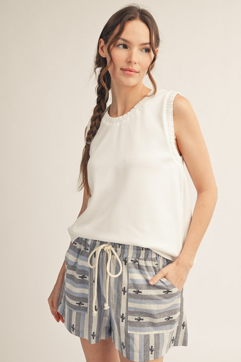 Smocking Edge Detail Tank Top