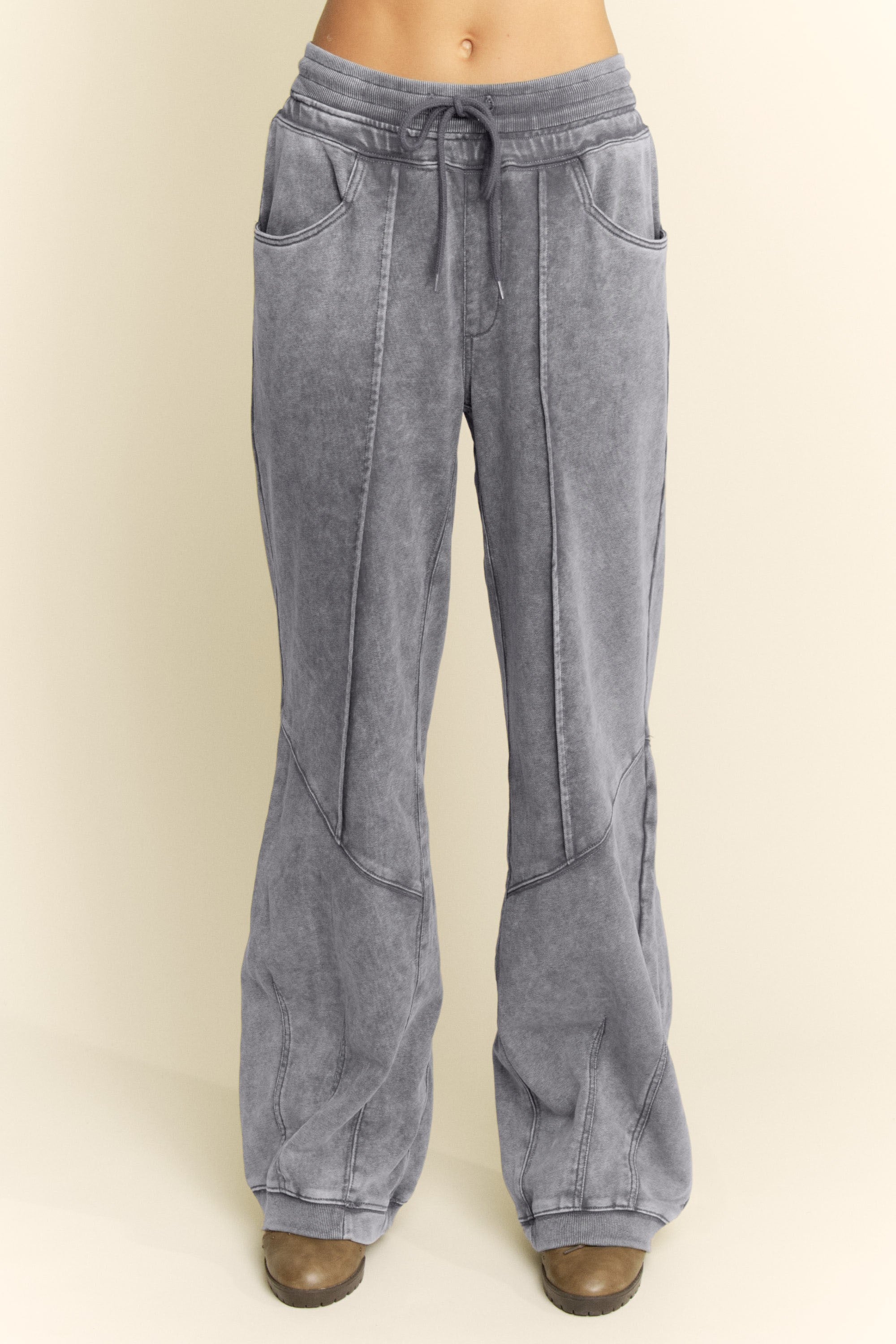 Charcoal Terry Barrel Pants