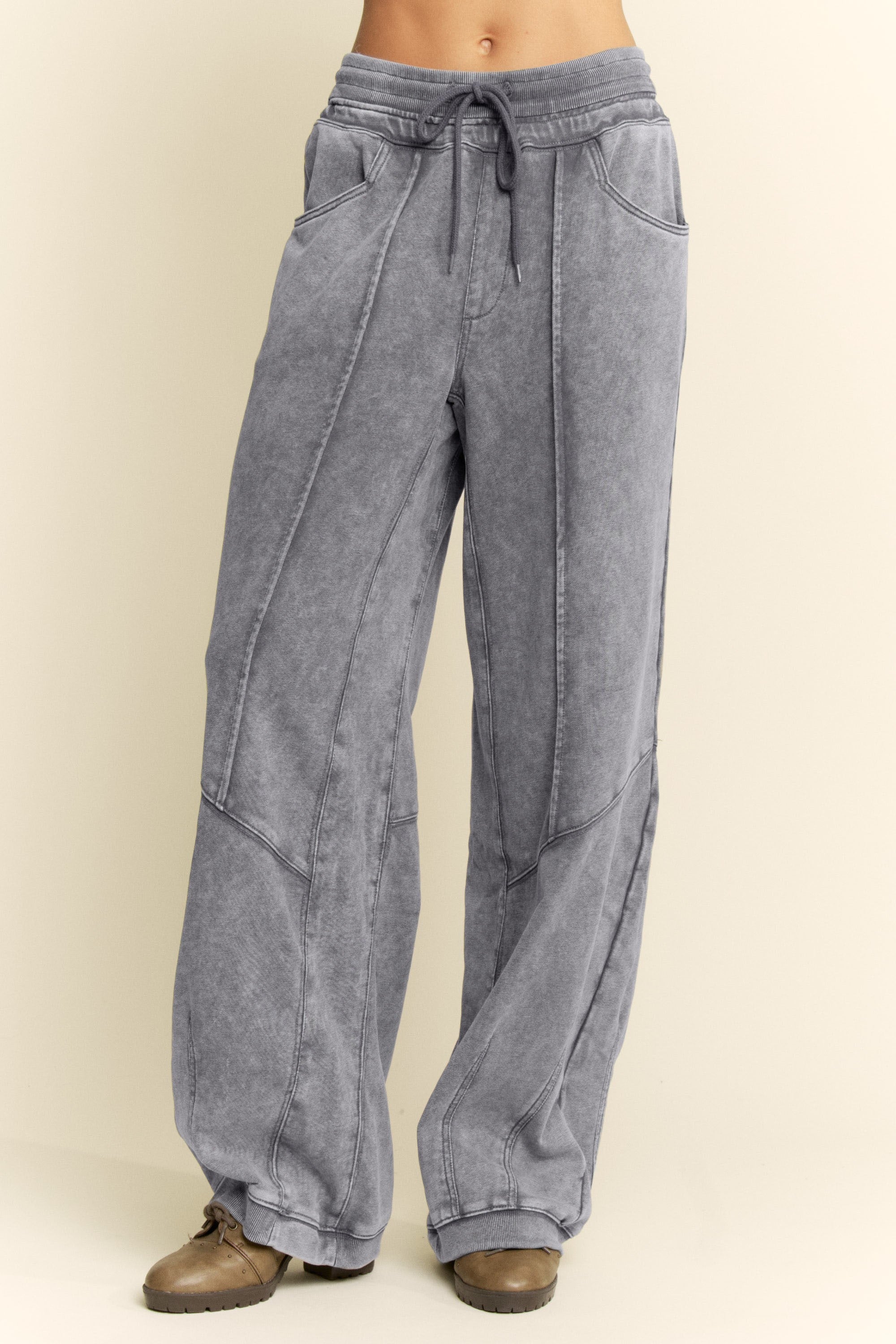 Charcoal Terry Barrel Pants