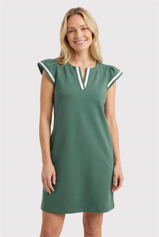 Knit Band Ruffle Sleeve Dress