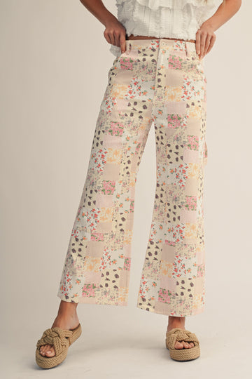 Pink Pastel Patchwork Wide Leg Pants