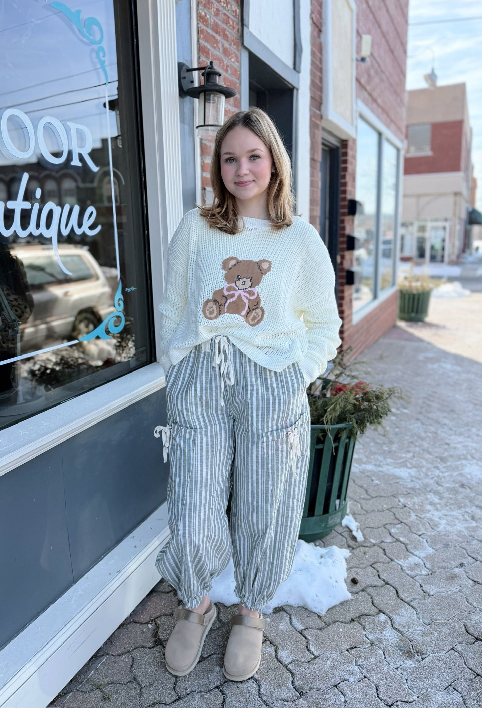 Ivory Teddy Bear Knit Sweater