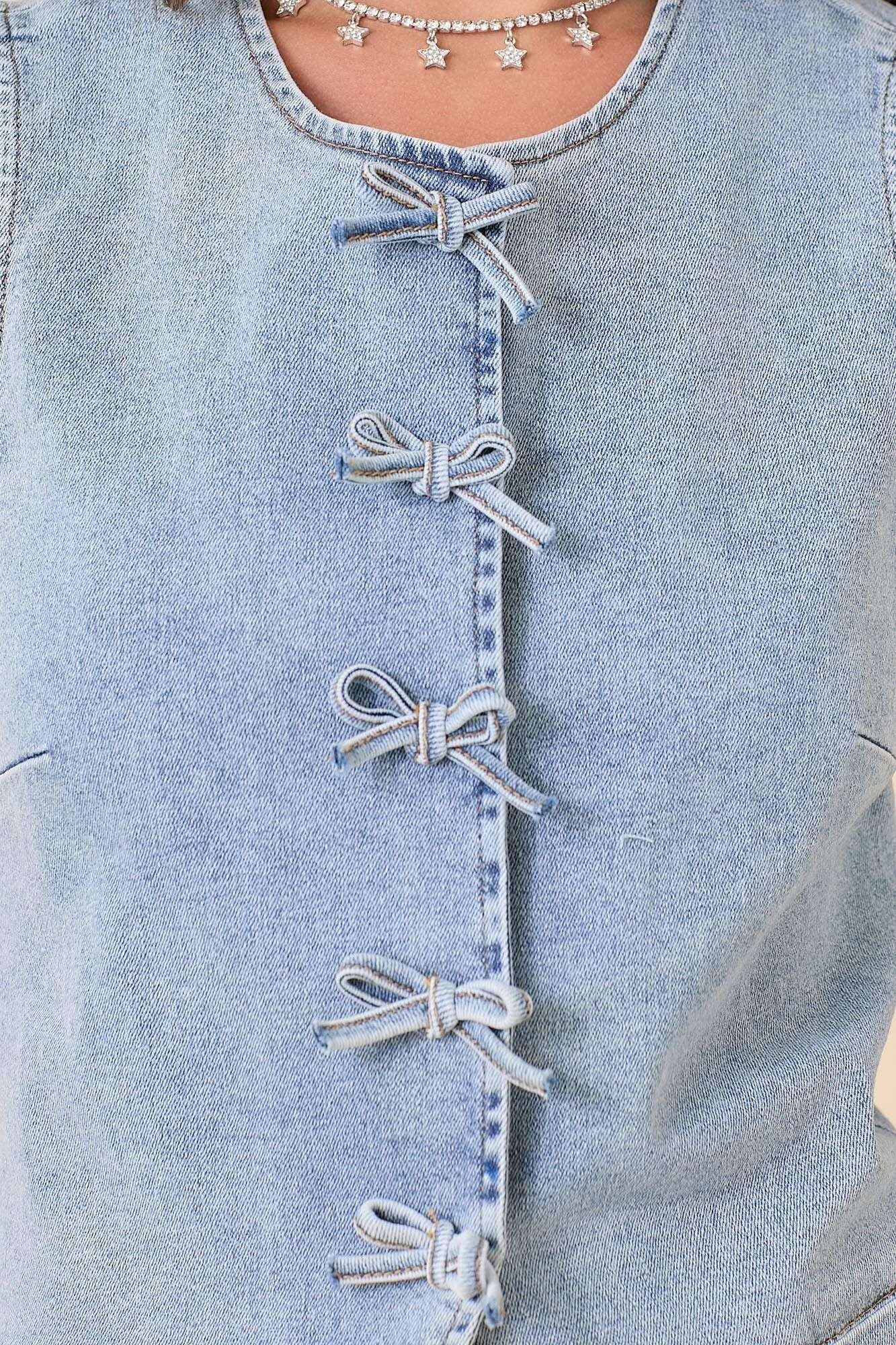 Denim Tied Fitted Vest