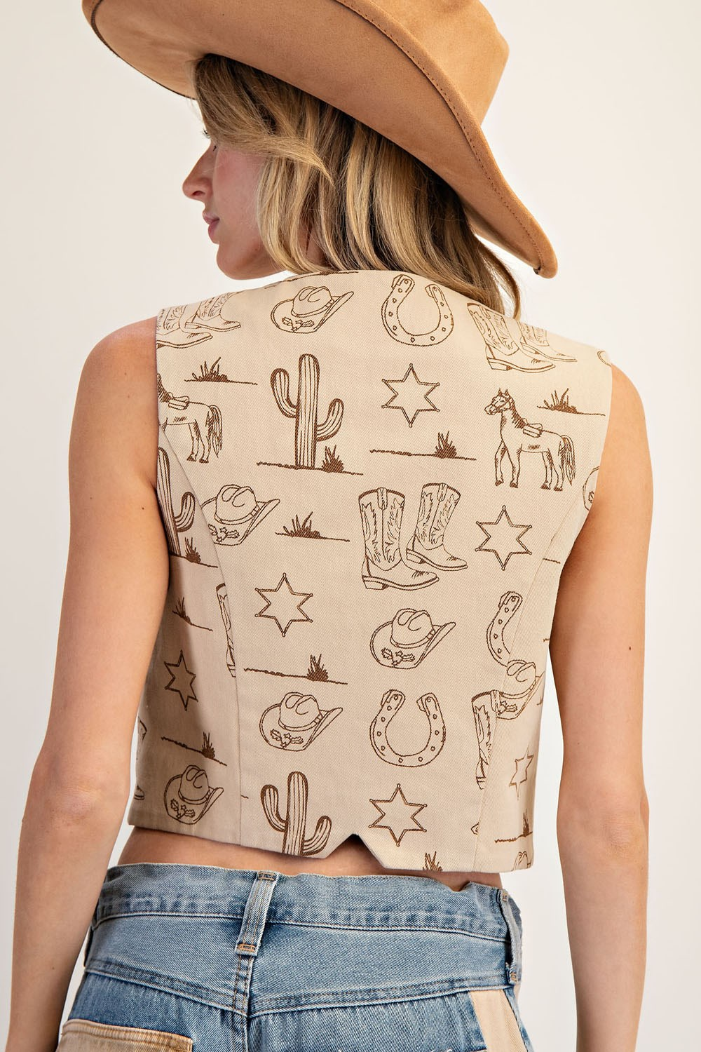Western Graphic Button Down Vest