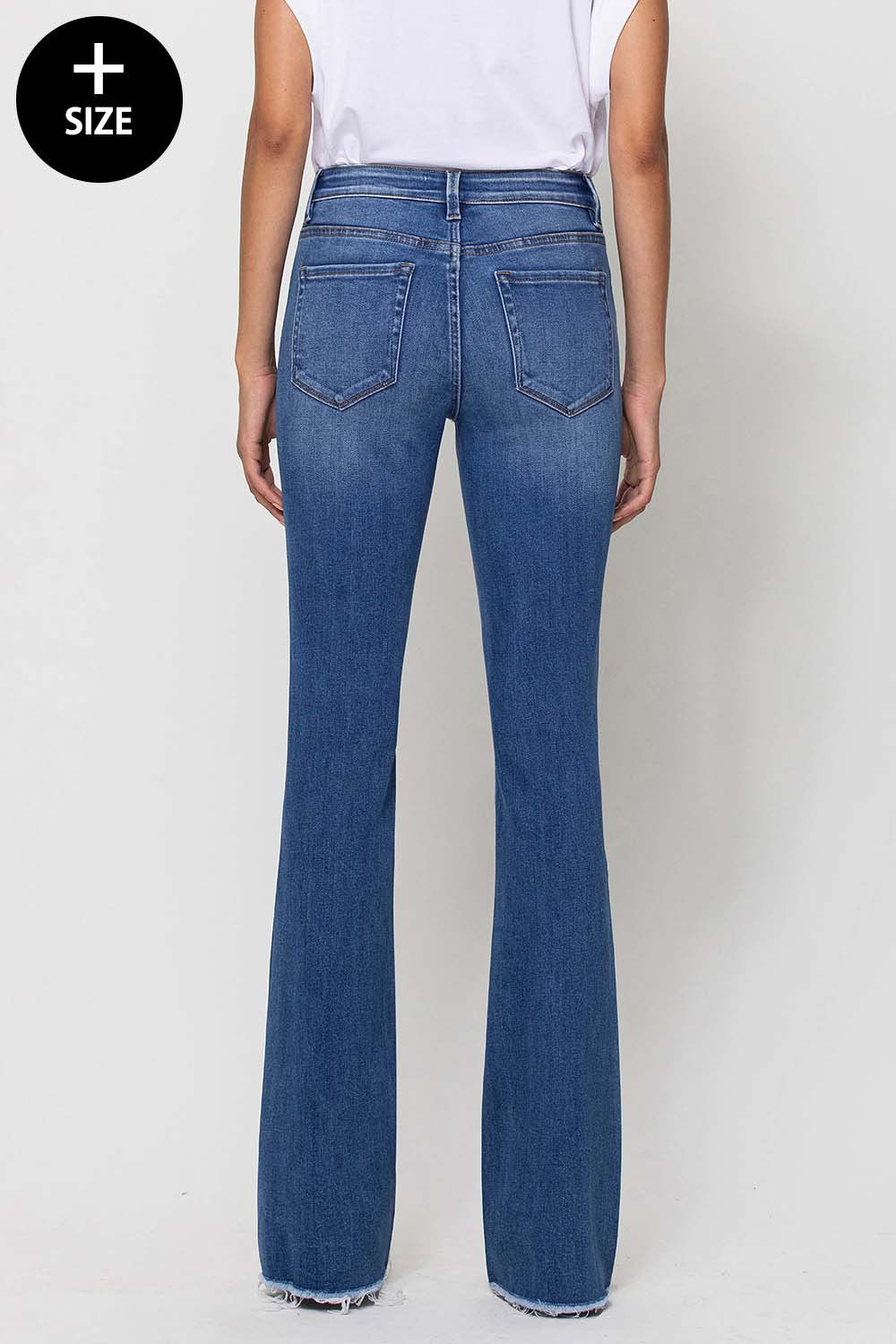 Curvy Amity's Mid Rise Mini Flare With Raw Hem