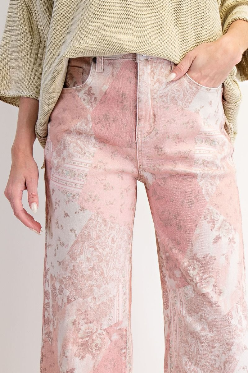 Patchwork Printed Stretch Pants