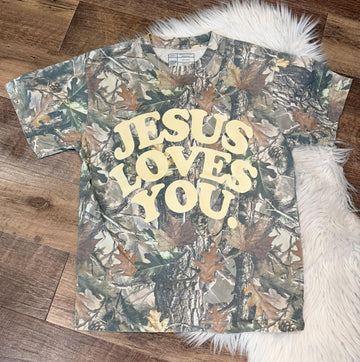 Camo Jesus Loves You Tee