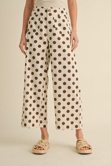 Brown Polka Dot Wide Leg Pants