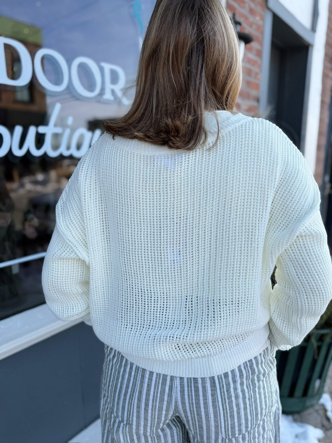 Ivory Teddy Bear Knit Sweater