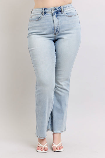 Curvy Polly's High Waisted Light Wash Bootcut Jeans