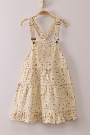 Ivory Ditsy Floral Printed Overall Dress